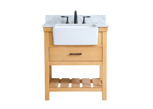 Clement Single Bathroom Vanity in Natural Wood (173|VF60130NW-BS)