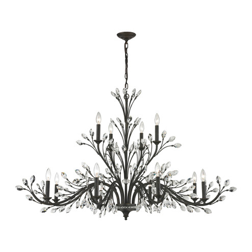 Crystal Branches 12 Light Chandelier in Burnt Bronze (45|11777/8+4)