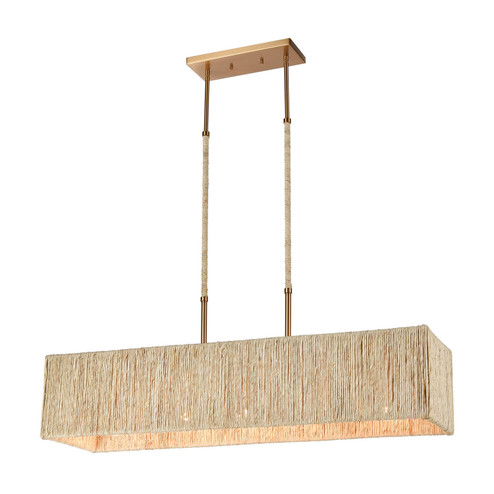 Abaca Five Light Linear Chandelier in Satin Brass (45|32414/5)