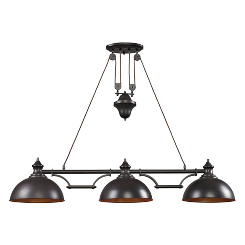 Farmhouse Three Light Linear Chandelier in Oiled Bronze (45|65151-3)