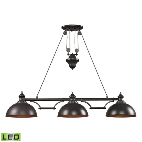 Farmhouse LED Linear Chandelier in Oiled Bronze (45|65151-3-LED)