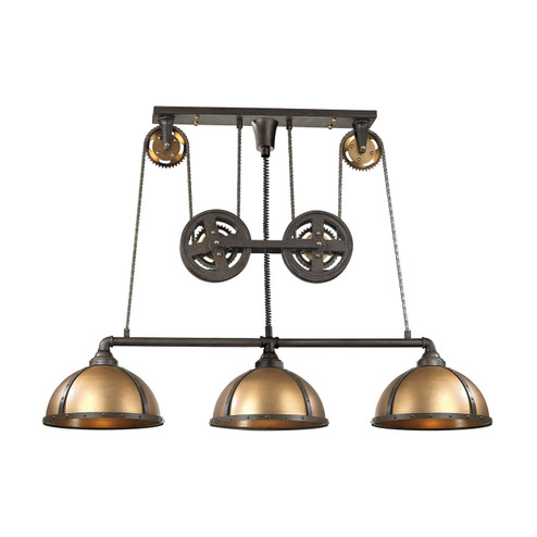 Torque LED Linear Chandelier in Vintage Brass (45|65152/3-LED)