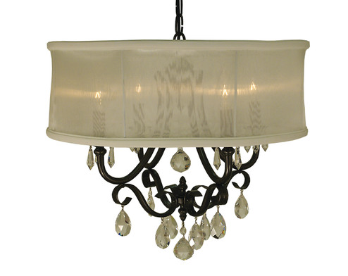 Liebestraum Four Light Chandelier in Brushed Nickel with Sheer White Shade (8|1234 BN/SWH)