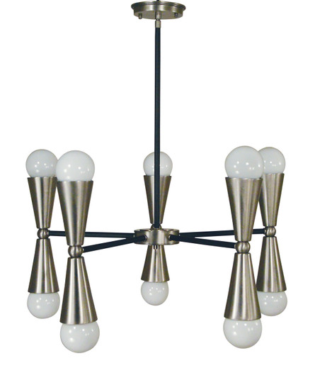 Equinox Ten Light Chandelier in Polished Nickel with Matte Black Accents (8|3035 PN/MBLACK)