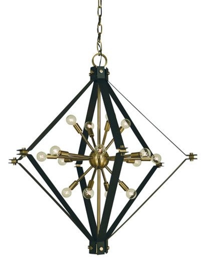 Axis 16 Light Foyer Chandelier in Antique Brass with Matte Black (8|4820 AB/MBLACK) Axis 16 Light Foyer Chandelier in Antique Brass with Matte Black (8|4820 AB/MBLACK)