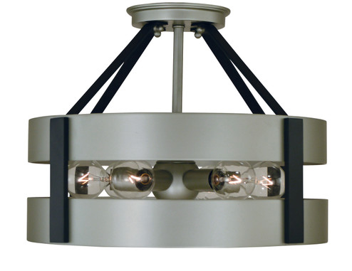 Orion Six Light Flush /Semi Flush Mount in Satin Pewter/Matte Black (8|5382 SP/MBLACK)