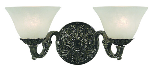 Napoleonic Two Light Wall Sconce in Antique Silver w/White Marble Glass Shade (8|7882 AS/WH)