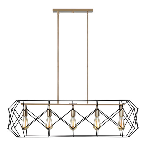 Zarra Five Light Linear Chandelier in Satin Brass (454|6634105-848)