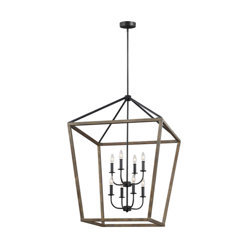 Gannet Eight Light Chandelier in Weathered Oak Wood / Antique Forged Iron (454|F3194/8WOW/AF)