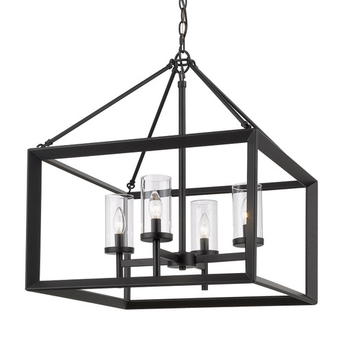Smyth Four Light Chandelier in Matte Black (62|2073-4 BLK-CLR)