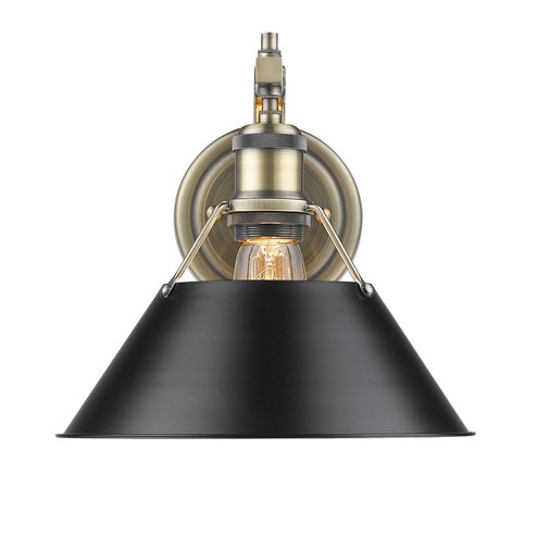 Orwell One Light Wall Sconce in Aged Brass (62|3306-1W AB-BLK)