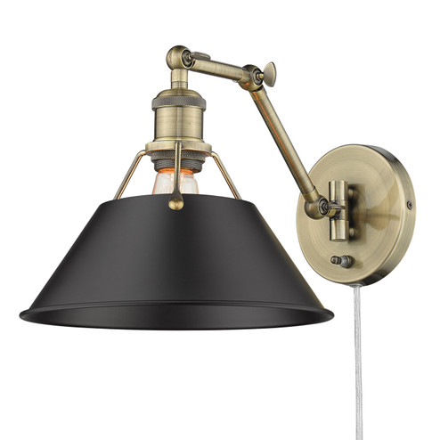 Orwell AB One Light Wall Sconce in Aged Brass (62|3306-A1W AB-BLK)
