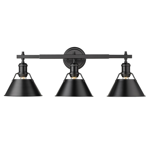 Orwell Three Light Bath Vanity in Matte Black (62|3306-BA3 BLK-BLK)