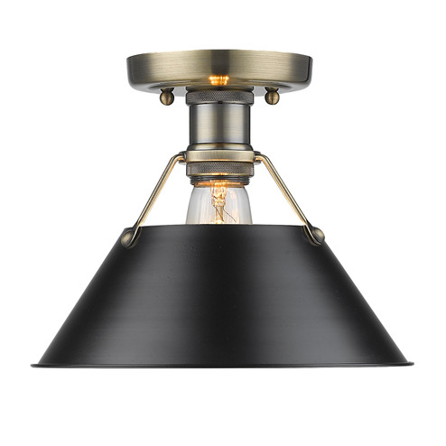 Orwell One Light Flush Mount in Aged Brass (62|3306-FM AB-BLK)
