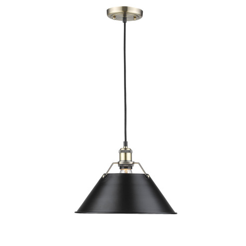 Orwell AB One Light Pendant in Aged Brass (62|3306-L AB-BLK)