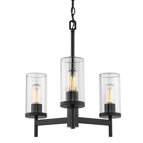 Winslett BLK Three Light Chandelier in Matte Black (62|7011-3 BLK-CLR)