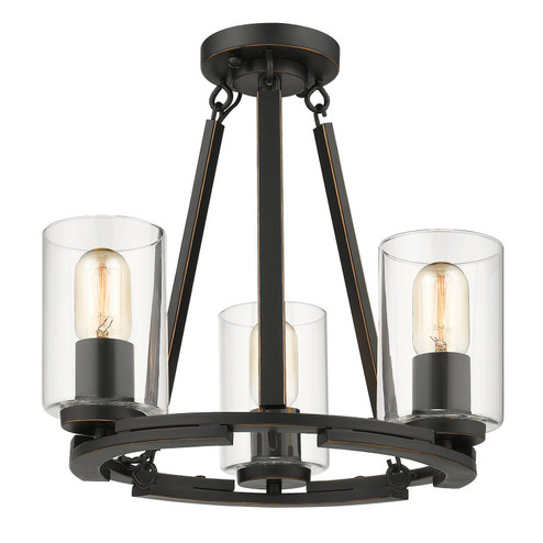 Monroe Three Light Semi-Flush Mount in Matte Black (62|7041-SF BLK-CLR)