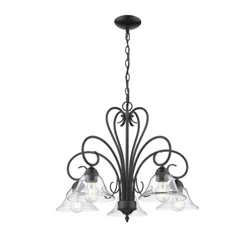 Homestead Five Light Chandelier in Matte Black (62|8606-D5 BLK-CLR)