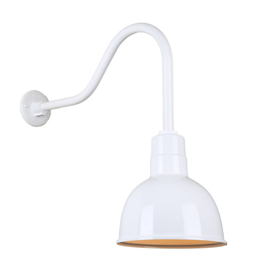 Deep Bowl Shade One Light Outdoor Gooseneck Light in White (381|H-QSN16110-SA-93/QSNHL-H-93)