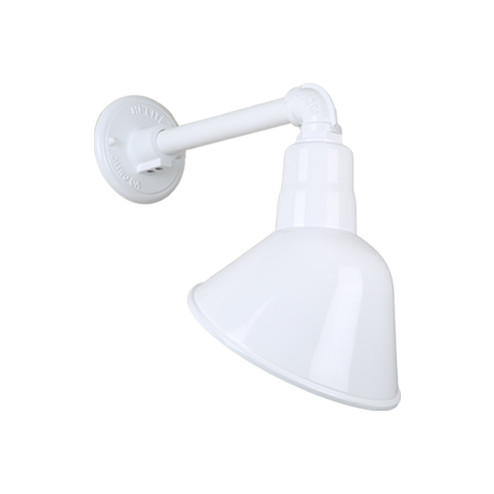 Angle Shade One Light Outdoor Gooseneck Light in White (381|H-QSN18110-SA-93/QSNB-44-93)