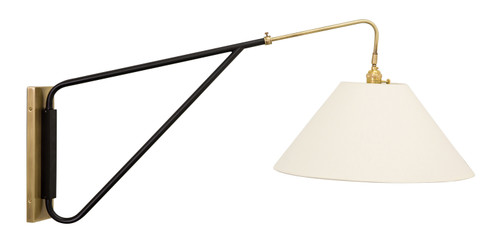 Wall Swing Arm One Light Wall Sconce in Antique Brass With Black Accents (30|WS731-ABBLK)