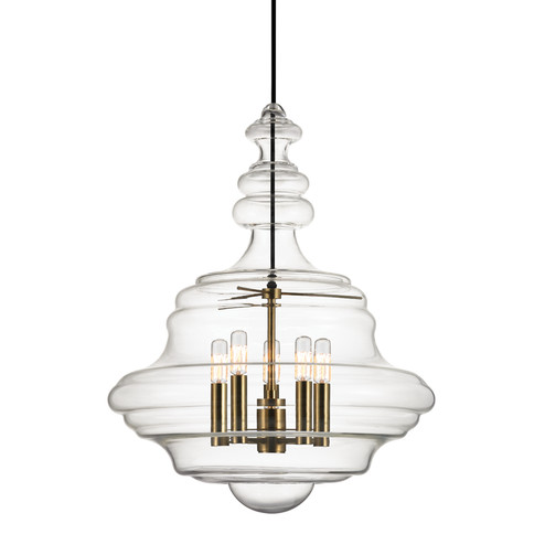 Washington Five Light Pendant in Aged Brass (70|4020-AGB)