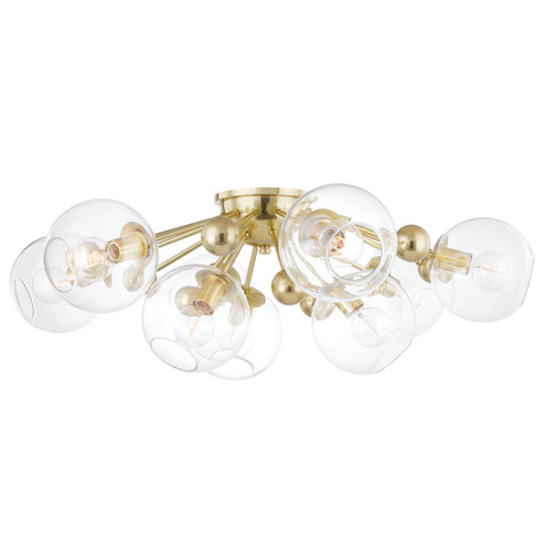 Abbott Nine Light Semi Flush Mount in Aged Brass (70|8042-AGB)