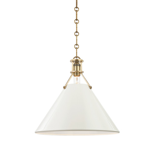 Painted No.2 One Light Pendant in Aged Brass/Off White (70|MDS352-AGB/OW)