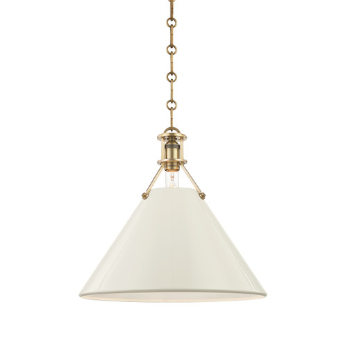 Painted No.2 One Light Pendant in Aged Brass/Off White (70|MDS352-AGB/OW)