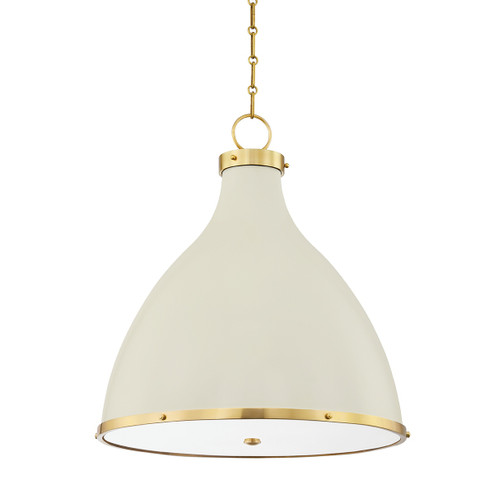 Painted No. 3 Three Light Pendant in Aged Brass/Off White (70|MDS362-AGB/OW)