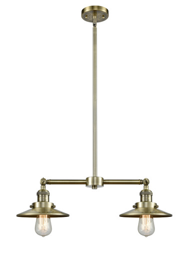 Franklin Restoration Two Light Island Pendant in Antique Brass (405|209-AB-M4AB)