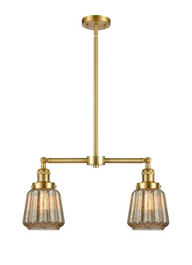 Franklin Restoration Two Light Island Pendant in Satin Gold (405|209-SG-G146)