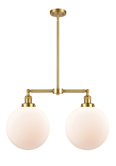 Franklin Restoration Two Light Island Pendant in Satin Gold (405|209-SG-G201-12)