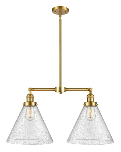 Franklin Restoration Two Light Island Pendant in Satin Gold (405|209-SG-G44-L)