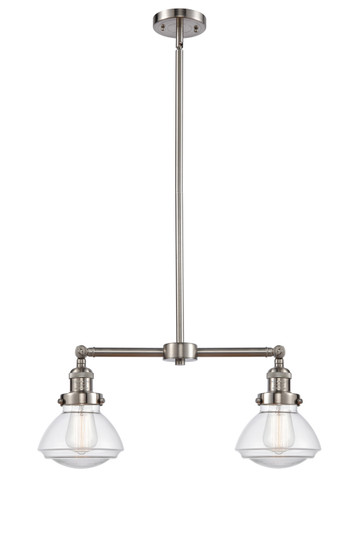 Franklin Restoration Two Light Island Pendant in Brushed Satin Nickel (405|209-SN-G322)