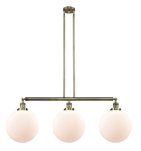 Franklin Restoration Three Light Island Pendant in Antique Brass (405|213-AB-G201-12)