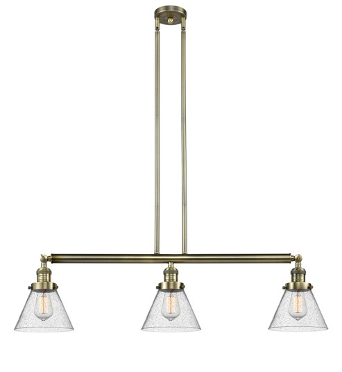 Franklin Restoration Three Light Island Pendant in Antique Brass (405|213-AB-G44)