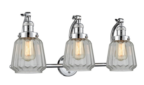 Franklin Restoration Three Light Bath Vanity in Polished Chrome (405|515-3W-PC-G142) Franklin Restoration Three Light Bath Vanity in Polished Chrome (405|515-3W-PC-G142)