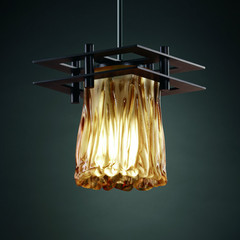 Veneto Luce One Light Pendant in Dark Bronze (102|GLA-8165-16-AMBR-DBRZ-BKCD)