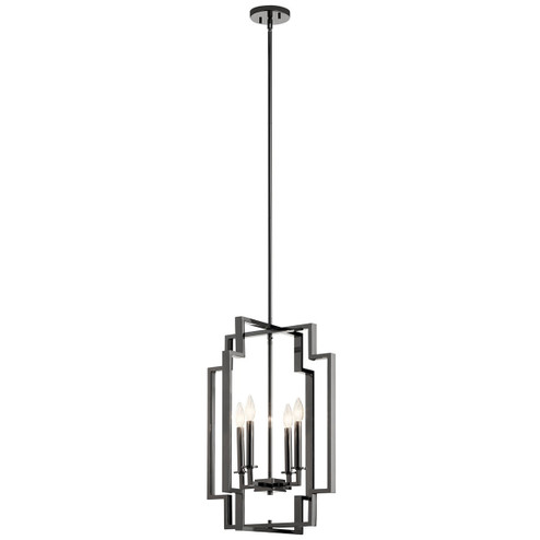 Downtown Deco Four Light Foyer Pendant in Midnight Chrome (12|43965MCH)