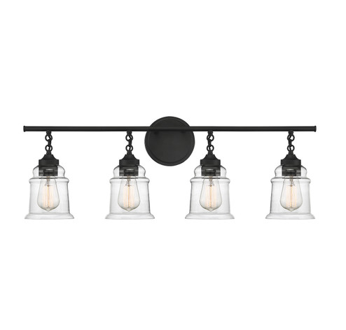 Fuller Four Light Bathroom Vanity in Matte Black (159|V6-L8-8055-4-BK)