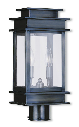 Princeton Two Light Outdoor Post Lantern in Vintage Pewter w/ Polished Chrome Stainless Steel (107|2015-29)