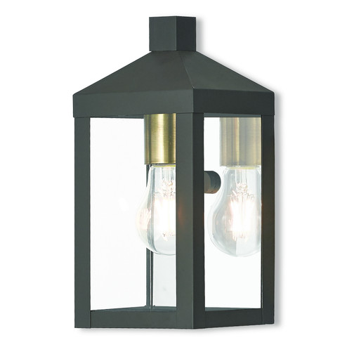 Nyack One Light Outdoor Wall Lantern in Bronze w/ Antique Brass Cluster and Polished Chrome Stainless Steel (107|20581-07)