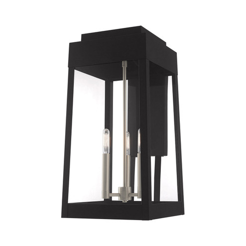 Oslo Three Light Outdoor Wall Lantern in Black w/ Brushed Nickels (107|20858-04)