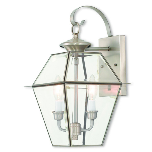 Westover Two Light Outdoor Wall Lantern in Brushed Nickel (107|2281-91)