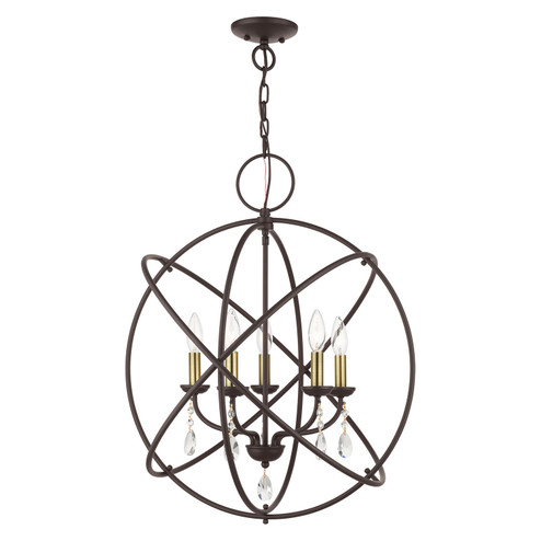 Aria Five Light Chandelier in Bronze w/ Antique Brasss (107|40905-07)