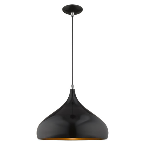 Amador One Light Mini Pendant in Shiny Black w/ Polished Chromes (107|41174-68)