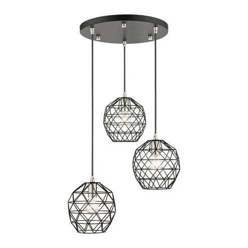 Geometrix Three Light Pendant in Black w/ Brushed Nickels (107|46593-04)