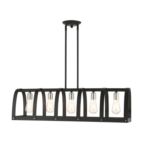 Stoneridge Five Light Linear Chandelier in Textured Black w/ Brushed Nickels (107|49649-14)