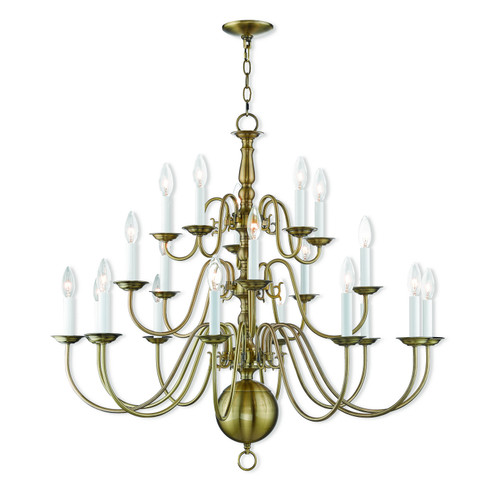 Williamsburgh 20 Light Foyer Chandelier in Antique Brass (107|5019-01)